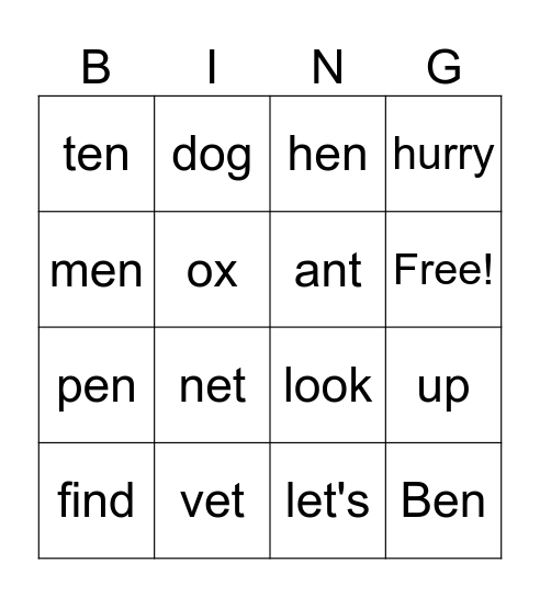 Unit 1, 3rd graders Bingo Card