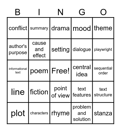 Reading Bingo Card