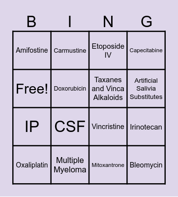 ONCO BINGO Card