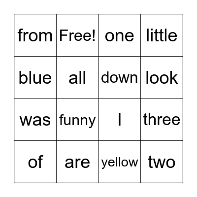 Tricky Words Bingo Card