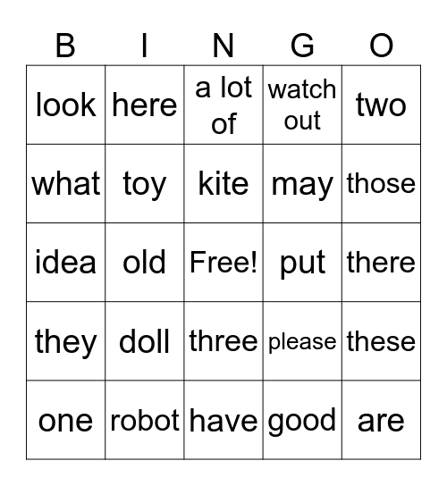 Part 2, Unit 1, 4th graders Bingo Card