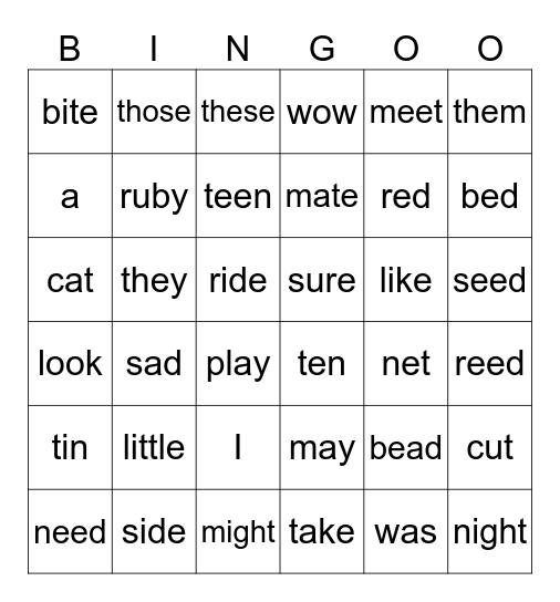 Part 3, Unit 1, 4th graders Bingo Card