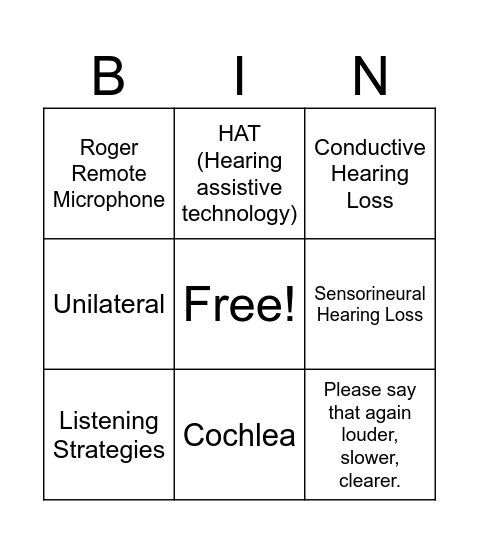 Hearing Self Advocacy! Bingo Card