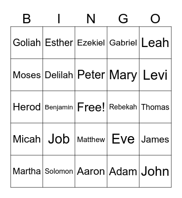 Bible Bingo! Bingo Card