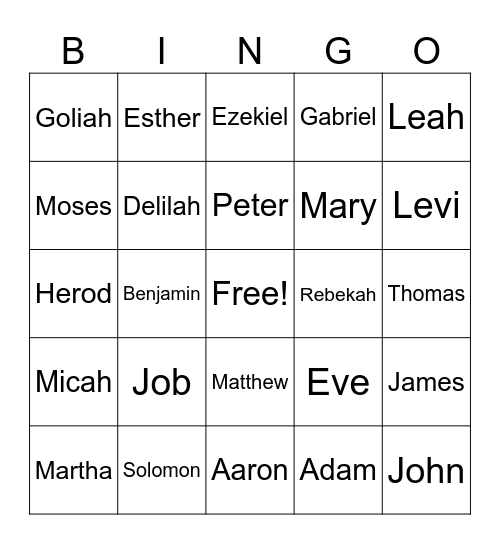 Bible Bingo! Bingo Card