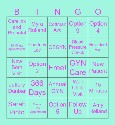 Spectrum Health Bingo Card