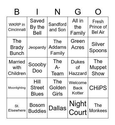 Television Theme Songs Bingo Card