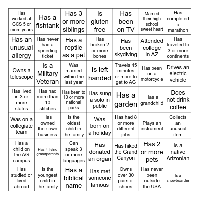 CONNECT FOUR Bingo Card