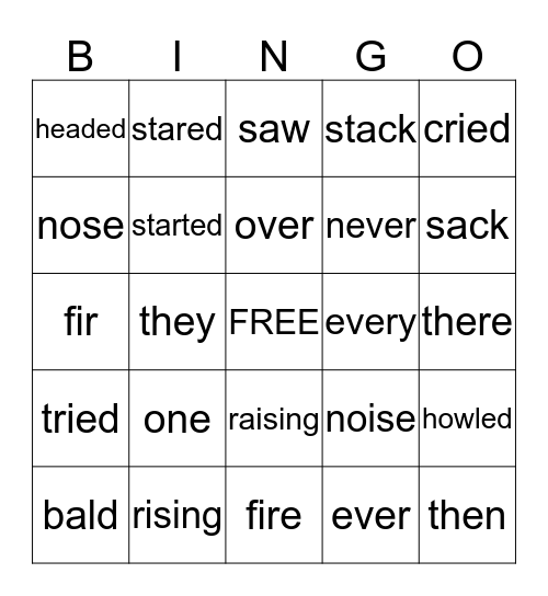 Corrective Reading Bingo Card