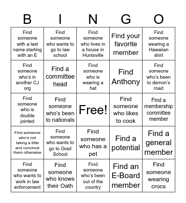 LAE - Delta Chi Ice-Breaker Bingo Card