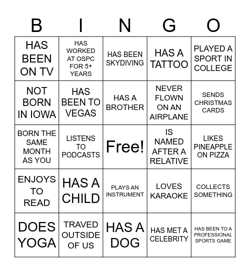 OSPC BINGO Card