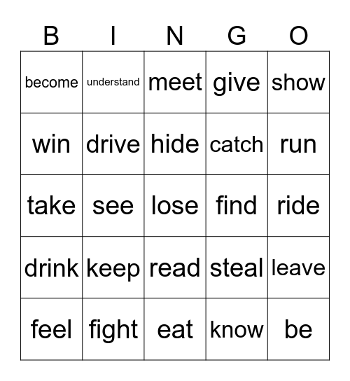 PAST PARTICIPLE Bingo Card