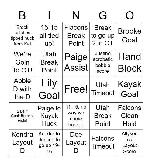 Wild OT Bingo Card