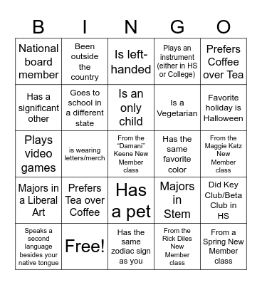 APO Brother BINGO Card