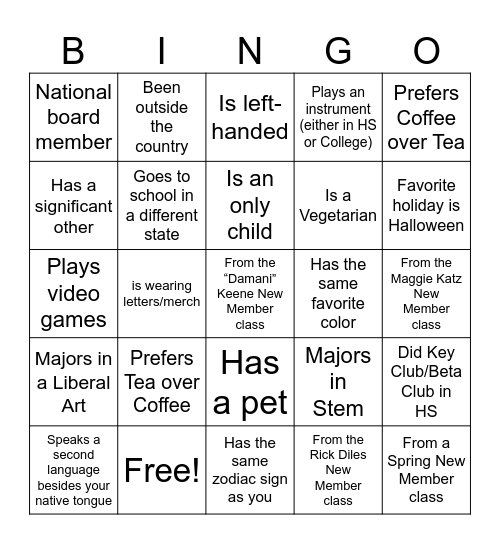 APO Brother BINGO Card