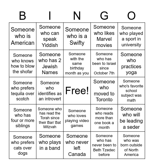 BT Bingo Card