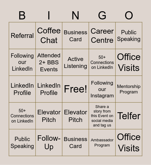 BIPOC BUSINESS SOCIETY Bingo Card