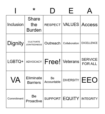 I*DEA BINGO! Bingo Card