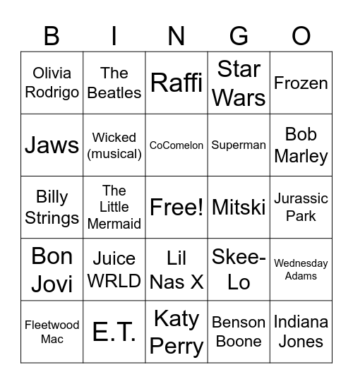 April 5th Bingo Card