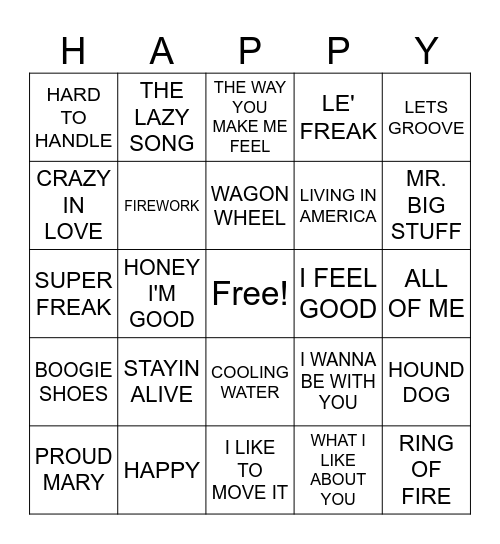 HAPPY Bingo Card