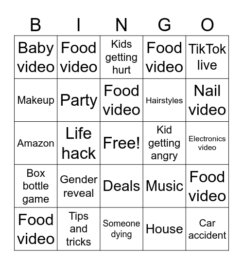 TikTok bingo Card
