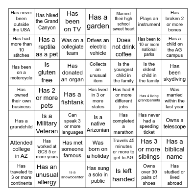 CONNECT FOUR Bingo Card