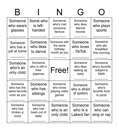 Human Bingo Card