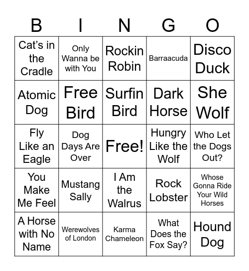 Pets Bingo 2024 Bingo Card