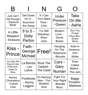 80s DISCO BINGO Card