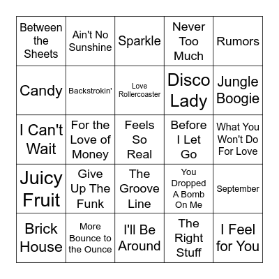 Vibe Bingo "Old School R&B" Round 1 Bingo Card