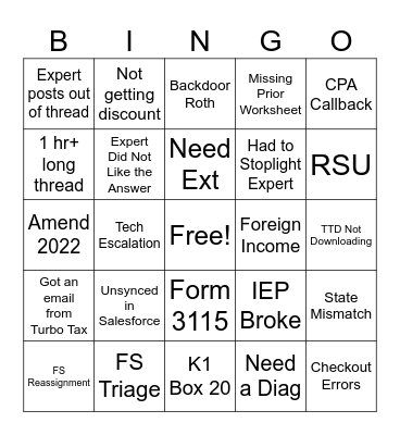April 15th Bingo Card