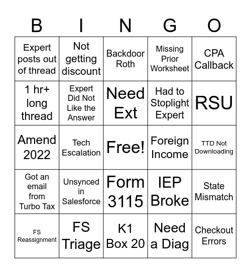 April 15th Bingo Card