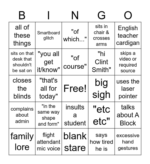 Mr. Toro Bingo Card