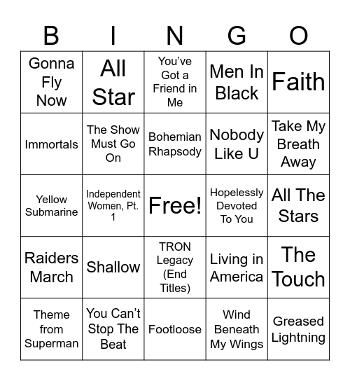 Hits from the 90s Bingo Card