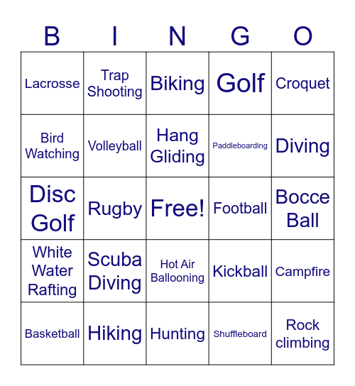 Outdoor Fun! Bingo Card