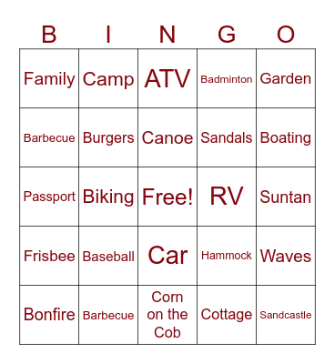 Summertime! Bingo Card