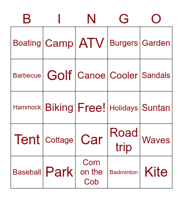 Summertime! Bingo Card