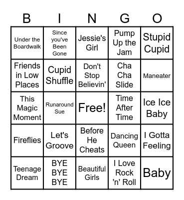 Music of The Decades Bingo Card