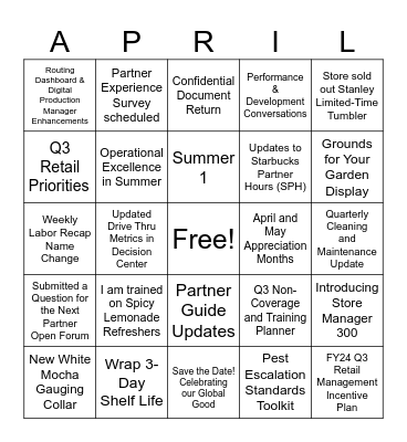 Monthly huddle bingo Card