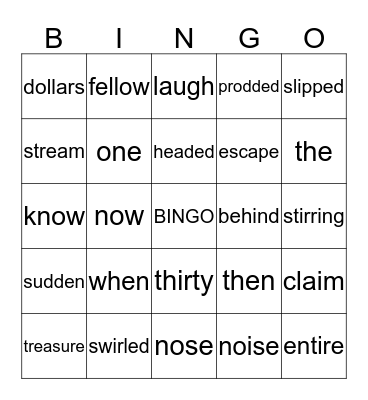 Corrective Reading Bingo Card
