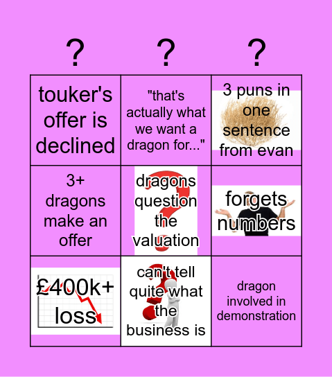 dragon's den Bingo Card