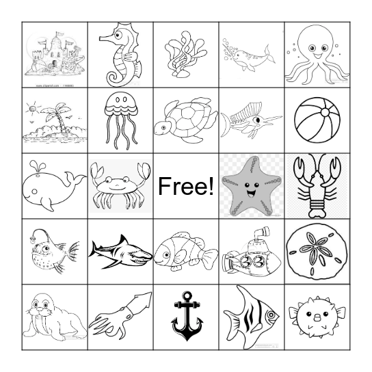 Under The Sea Bingo Card