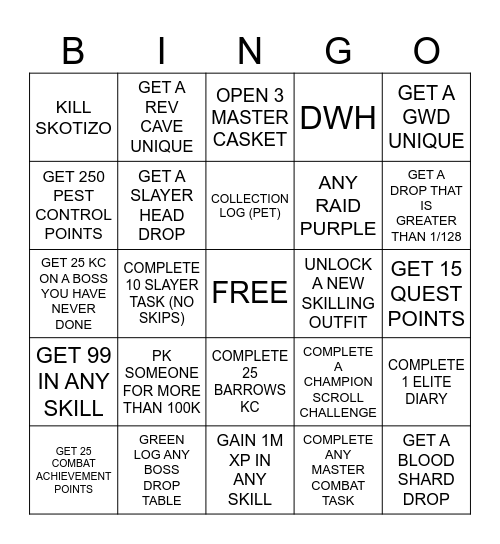 RELAXED BINGO Card