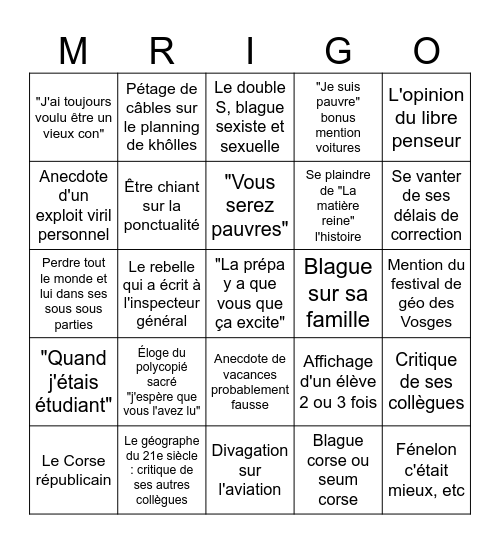 Maringo Bingo Card