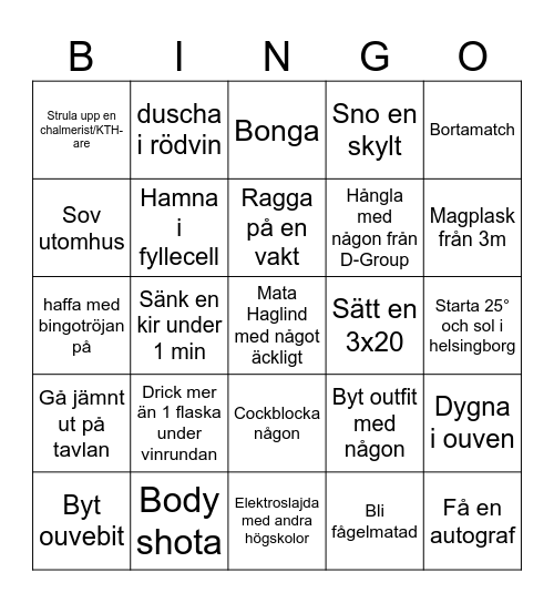 Skamfläcksbingo 2024 Bingo Card