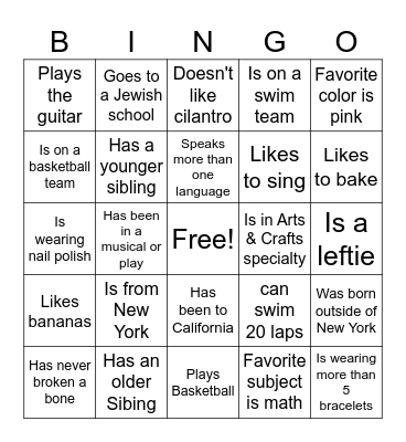 Human Bingo (3) Bingo Card