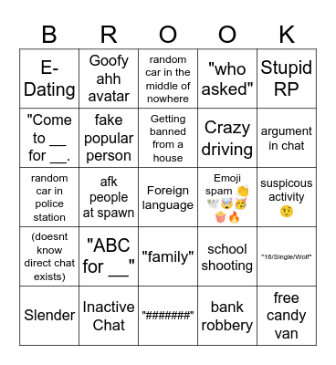 Brookhaven Bingo Card