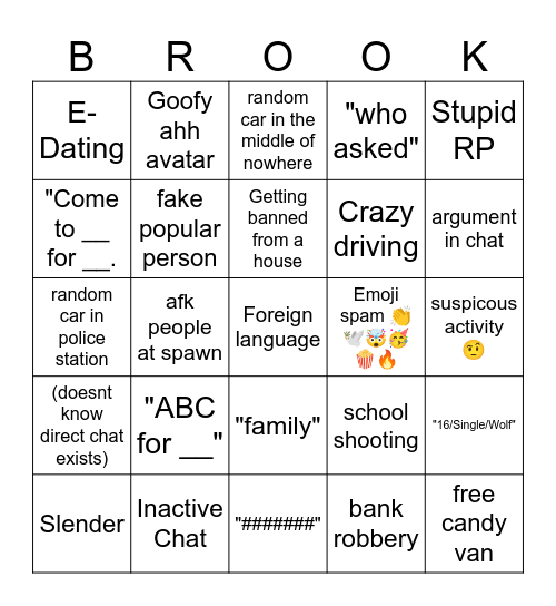 Brookhaven Bingo Card