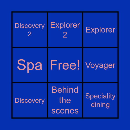 Marella Cruises Bingo Card