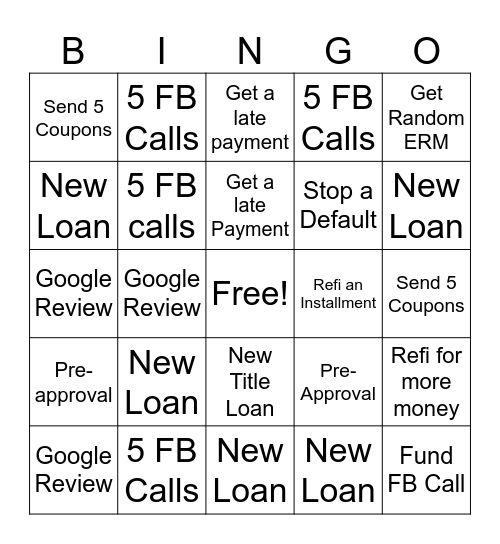 Bingo Bucks Bingo Card